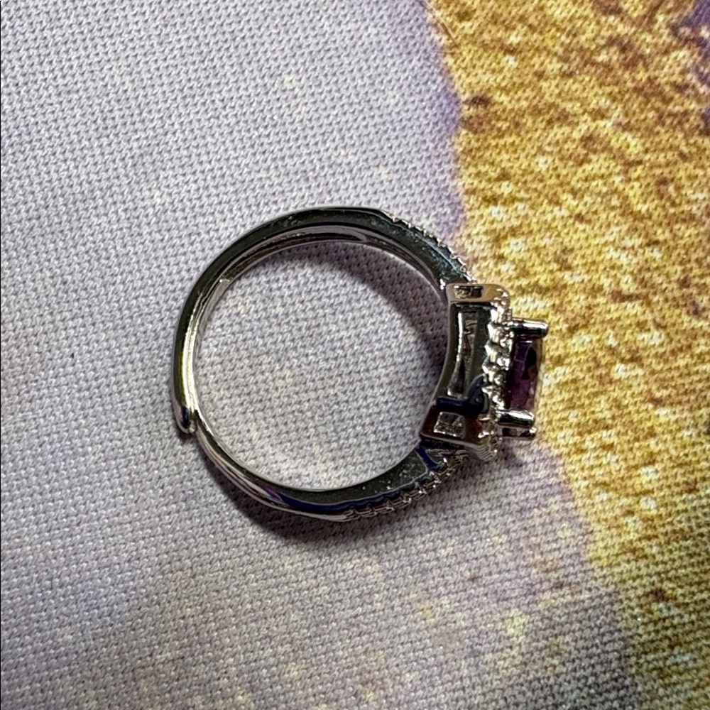 Amethyst Purple and Silver Women's Ring - Picture 3 of 3